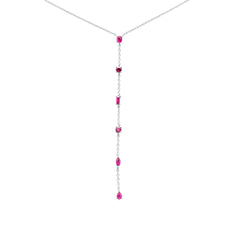 GEMSTONE CLOSEOUT!  1.12ct G SI 14K White Gold Ruby Gemstones Pendant Necklace 16+2" EXT Long