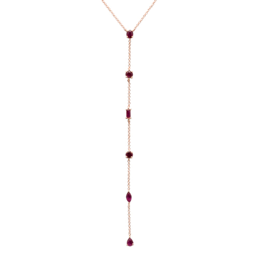 GEMSTONE CLOSEOUT!  1.15ct G SI 14K Rose Gold Ruby Gemstones Pendant Necklace 16+2" Ext Long