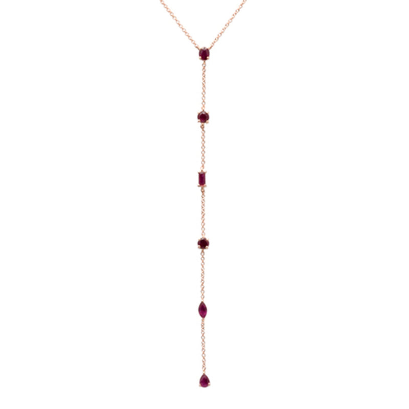 GEMSTONE CLOSEOUT!  1.15ct G SI 14K Rose Gold Ruby Gemstones Pendant Necklace 16+2" Ext Long