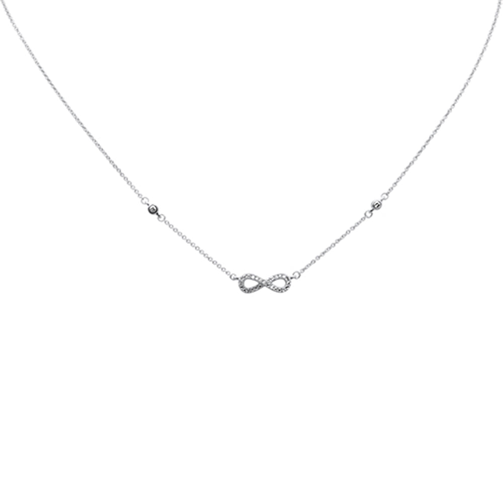 SPECIAL!.12ct G SI 14K White Gold Infinity Style Diamond Pendant Necklace 16+2" EXT Long