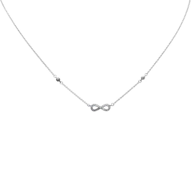 SPECIAL!.12ct G SI 14K White Gold Infinity Style Diamond Pendant Necklace 16+2" EXT Long
