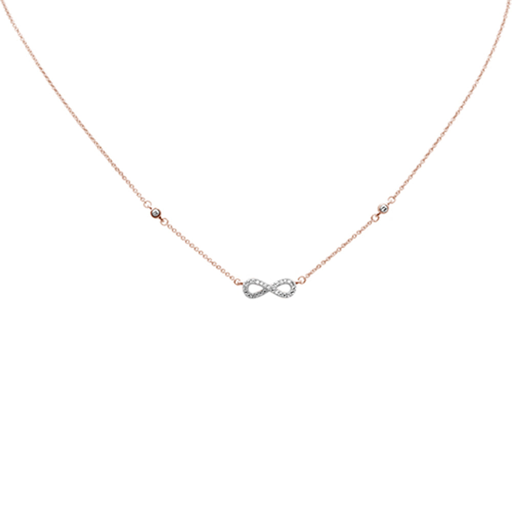 SPECIAL!.11ct G SI 14K Rose Gold Infinity Style Diamond Pendant Necklace 16+2" EXT Long