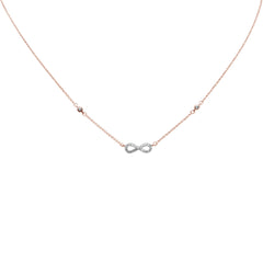 SPECIAL!.11ct G SI 14K Rose Gold Infinity Style Diamond Pendant Necklace 16+2" EXT Long