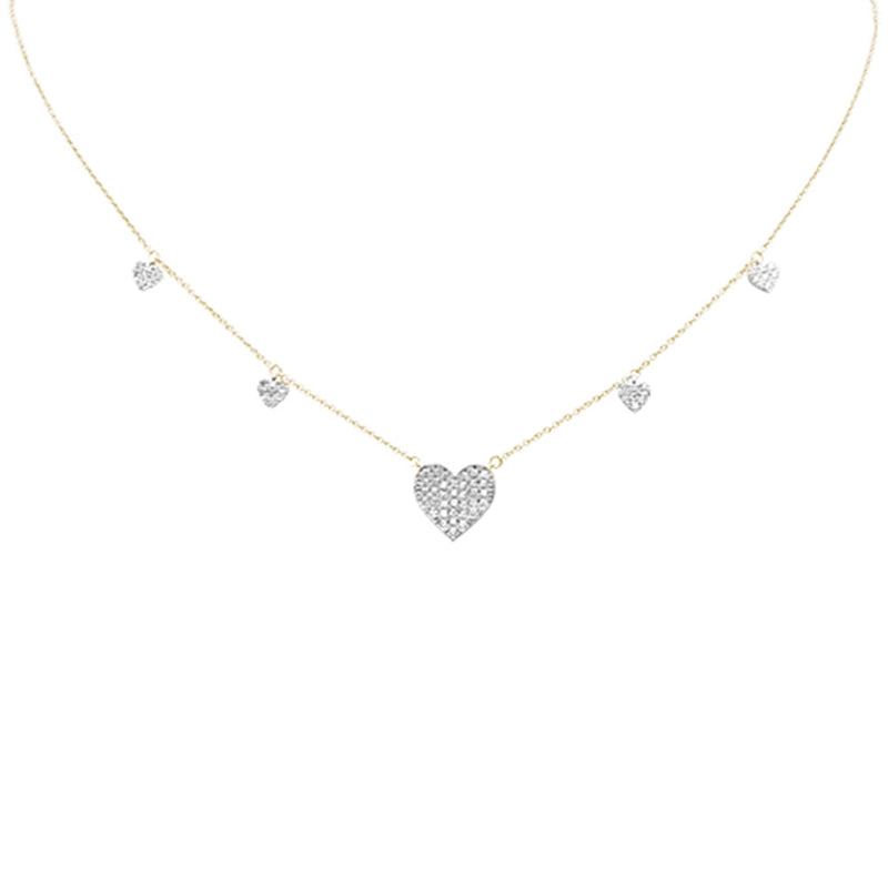 SPECIAL! .34ct G SI 14K Yellow Gold Diamond Heart Shaped Pendant Necklace 16+2" EXT Long