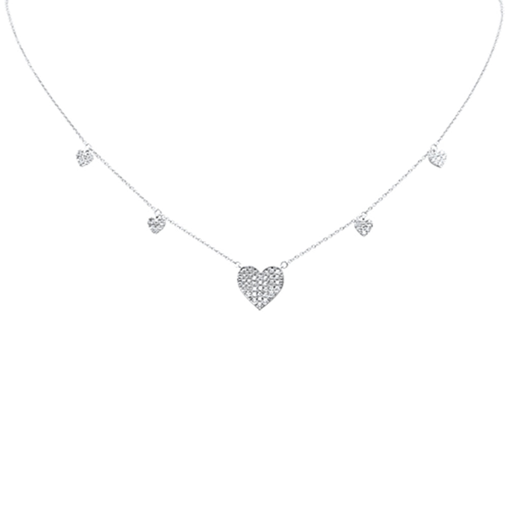SPECIAL! .34ct G SI 14K White Gold Diamond Heart Shaped Pendant Necklace 16+2" EXT Long