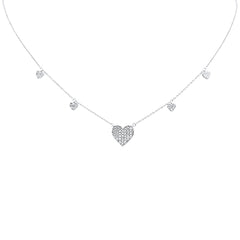 SPECIAL! .34ct G SI 14K White Gold Diamond Heart Shaped Pendant Necklace 16+2" EXT Long