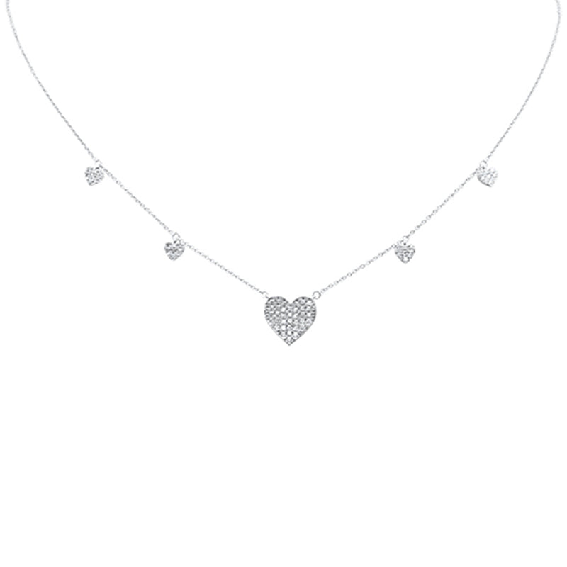 SPECIAL! .34ct G SI 14K White Gold Diamond Heart Shaped Pendant Necklace 16+2" EXT Long