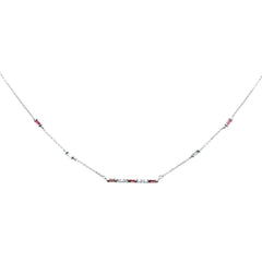 SPECIAL!.40ct G SI 14K White Gold Diamond & Pink Sapphire Pendant Necklace 18" Long