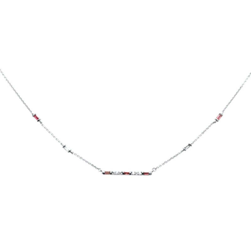 SPECIAL!.40ct G SI 14K White Gold Diamond & Pink Sapphire Pendant Necklace 18" Long