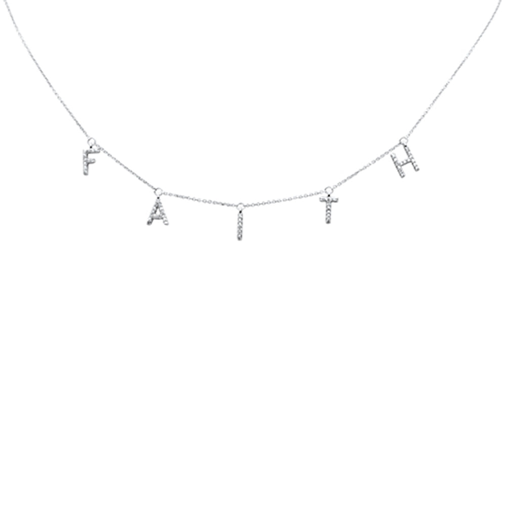 DIAMOND  CLOSEOUT! .27ct G SI 14K White Gold Diamond "FAITH" Pendant Necklace 16+2" EXT Long