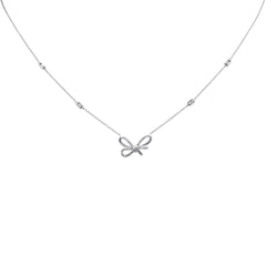 SPECIAL!.35ct G SI 14K White Gold Diamond Ribbon Style Pendant Necklace 18" Long