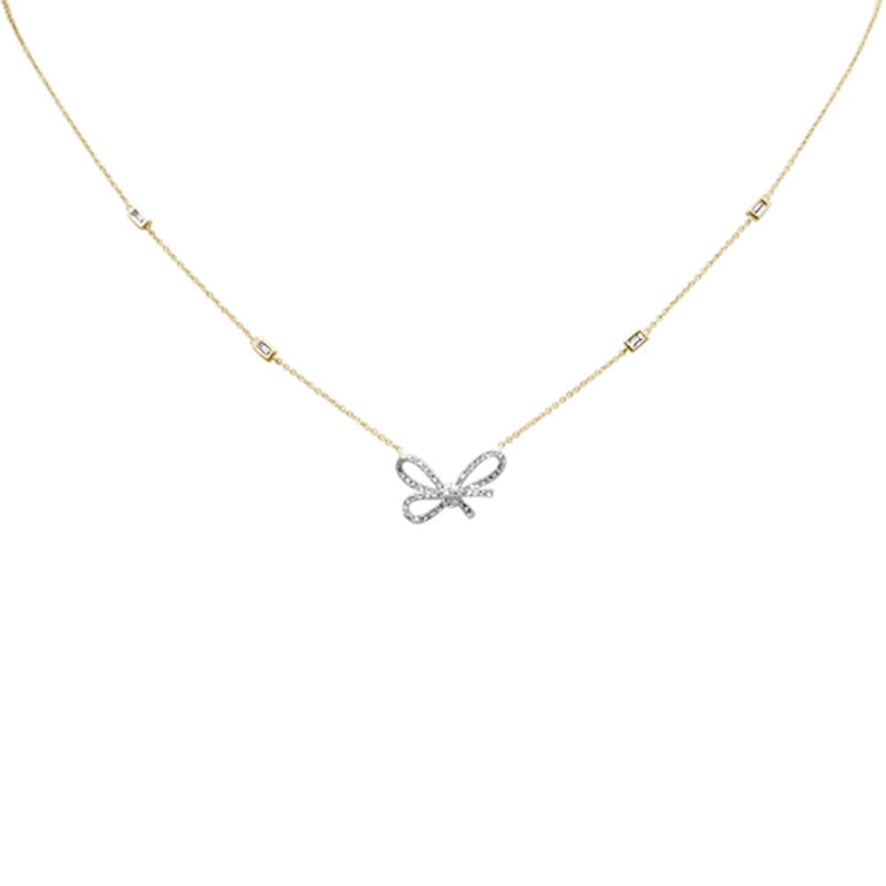 SPECIAL! .33ct G SI 14K Yellow Gold Diamond Ribbon Style Pendant Necklace 18" Long