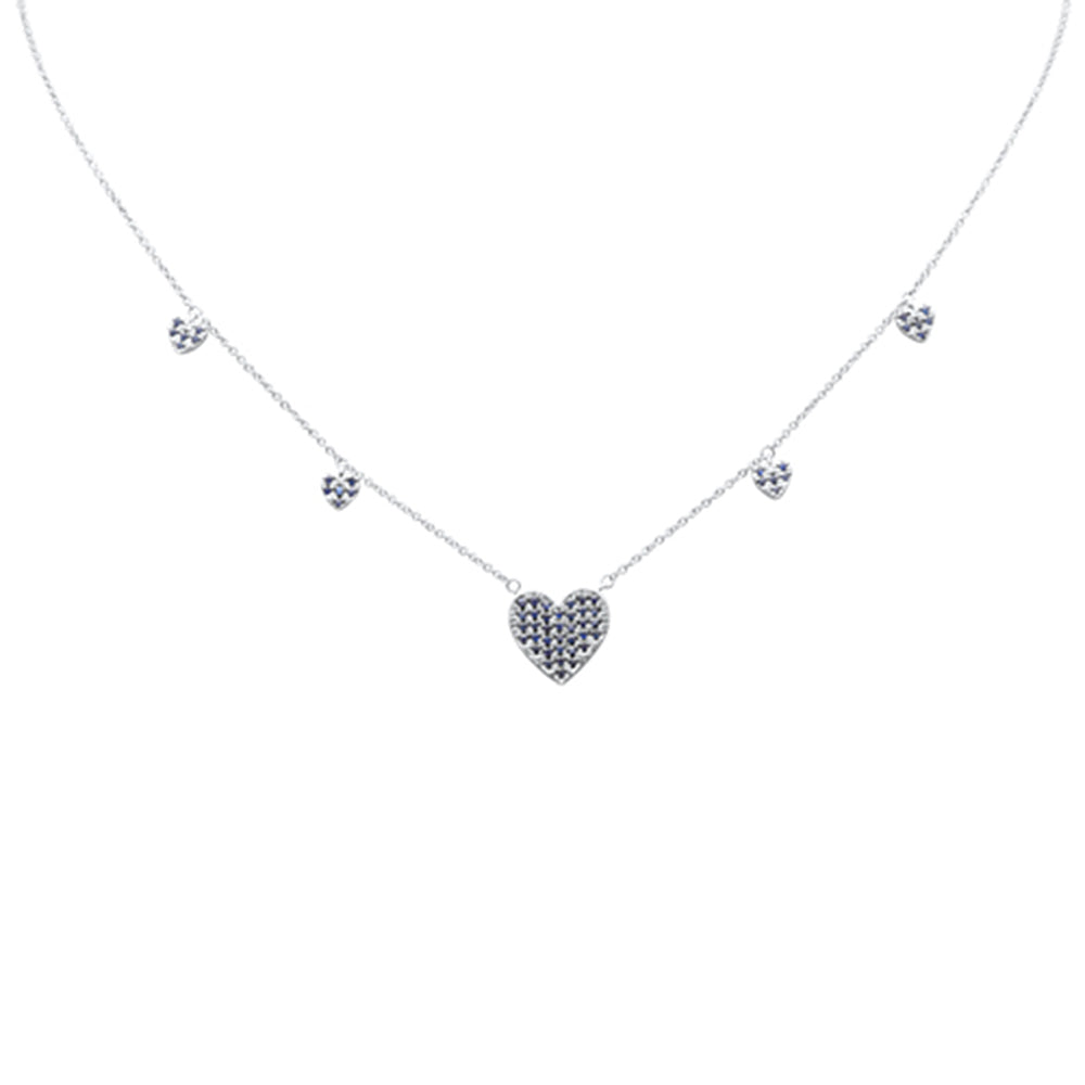 SPECIAL!.50ct G SI 14K White Gold Blue Sapphire Gemstone Pendant Necklace 16+2" Long
