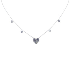 SPECIAL!.50ct G SI 14K White Gold Blue Sapphire Gemstone Pendant Necklace 16+2" Long