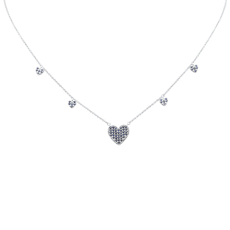 SPECIAL!.50ct G SI 14K White Gold Blue Sapphire Gemstone Pendant Necklace 16+2" Long