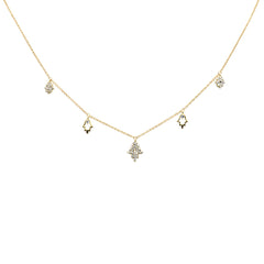SPECIAL!.27ct G SI 14K Yellow Gold Diamond Hamsa Pendant Necklace 16+2" Long