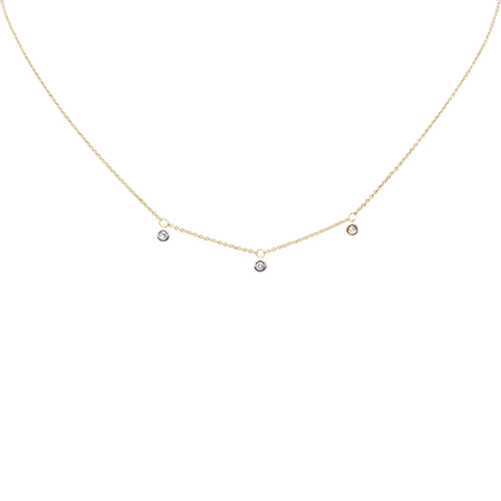 SPECIAL! .08ct G SI 14K Yellow Gold Diamond 3 Stone Pendant Necklace 16+2" Long