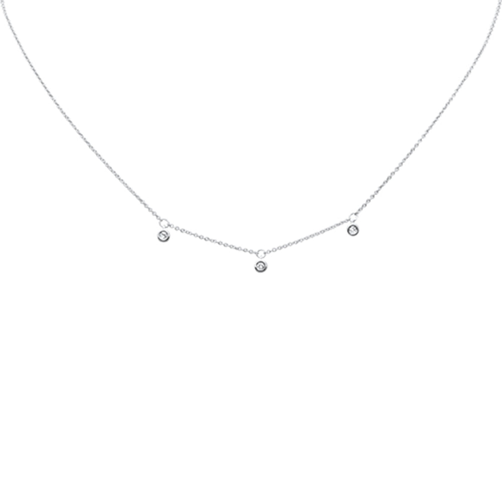 SPECIAL! .09ct G SI 14K White Gold Diamond 3 Stone Pendant Necklace 16+2" Long