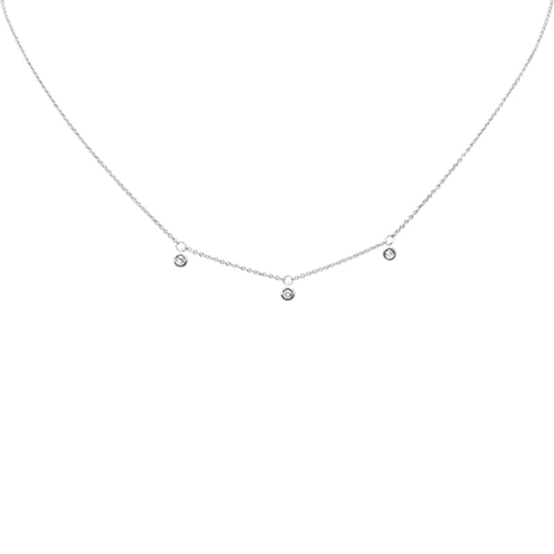 SPECIAL! .09ct G SI 14K White Gold Diamond 3 Stone Pendant Necklace 16+2" Long