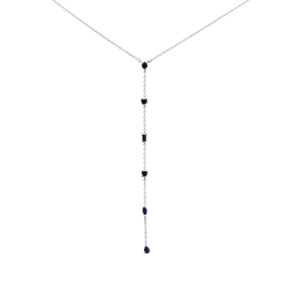 GEMSTONE CLOSEOUT! 1.07ct G SI 14K White Gold Blue Sapphire Gemstone Pendant Necklace 16+2" Long