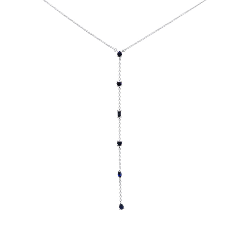 GEMSTONE CLOSEOUT! 1.07ct G SI 14K White Gold Blue Sapphire Gemstone Pendant Necklace 16+2" Long