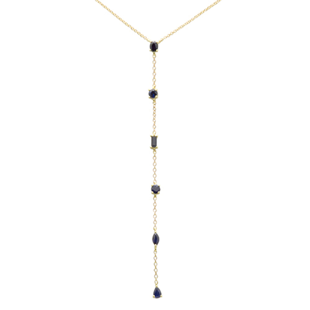 GEMSTONE CLOSEOUT! 1.18ct G SI 14K Yellow Gold Blue Sapphire Gemstones Pendant Necklace 16+2" Ext Long