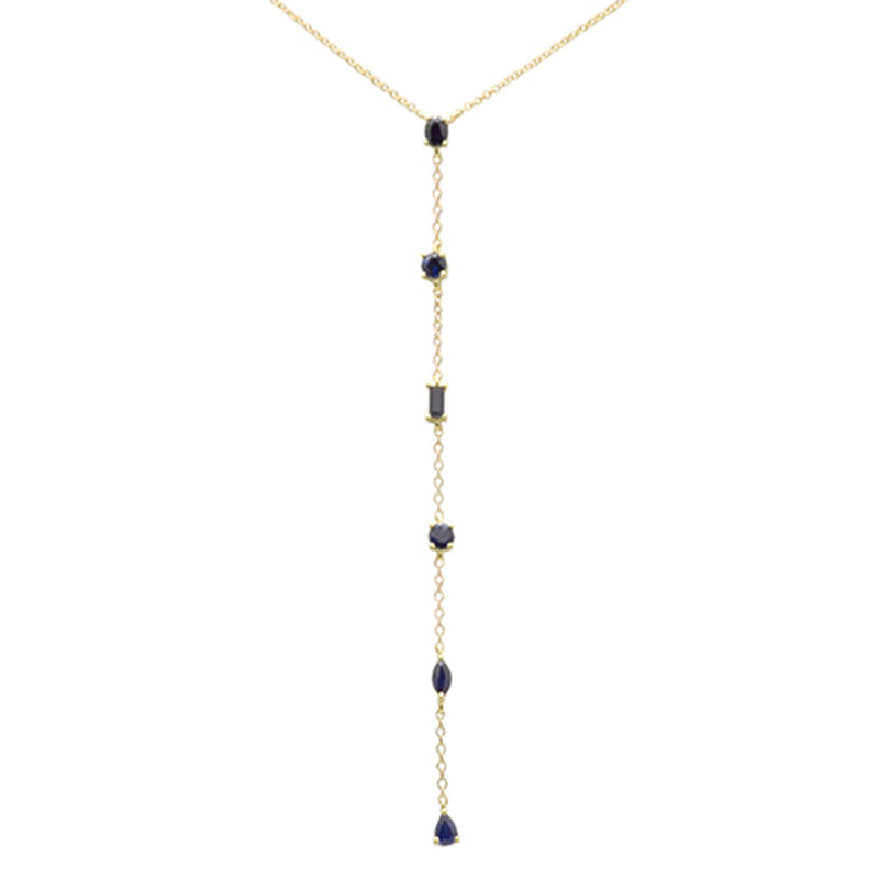 GEMSTONE CLOSEOUT! 1.18ct G SI 14K Yellow Gold Blue Sapphire Gemstones Pendant Necklace 16+2" Ext Long