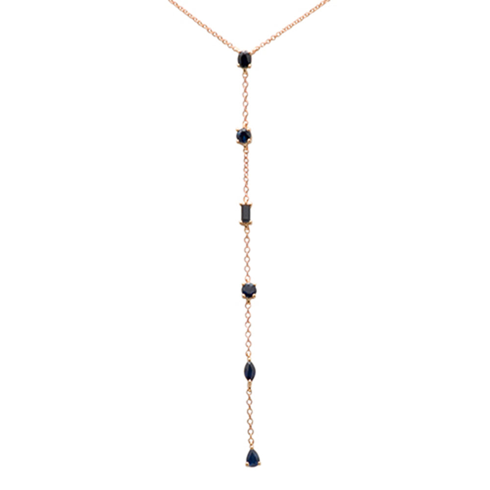 GEMSTONE CLOSEOUT! 1.18ct G SI 14K Rose Gold Blue Sapphire Gemstones Pendant Necklace 16+2" Ext Long