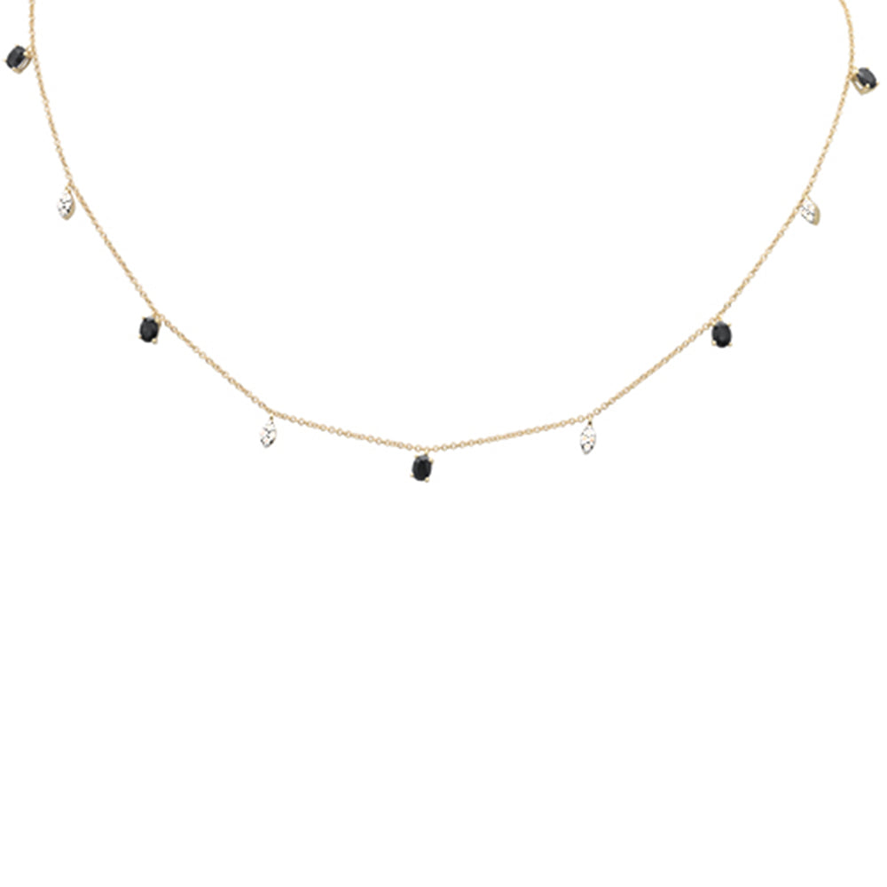 SPECIAL!1.21ct G SI 14K Yellow Gold Diamond & Blue Sapphire Gemstone Pendant Necklace 16+2" Long