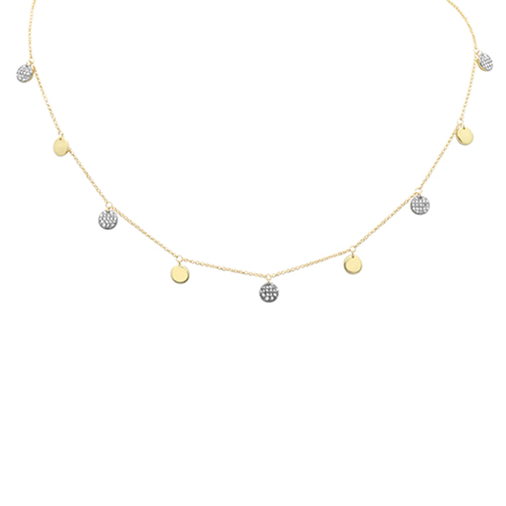 DIAMOND CLOSEOUT! .26ct G SI 14K Yellow Gold Diamond Round Shaped Dangling Necklace 16" Long