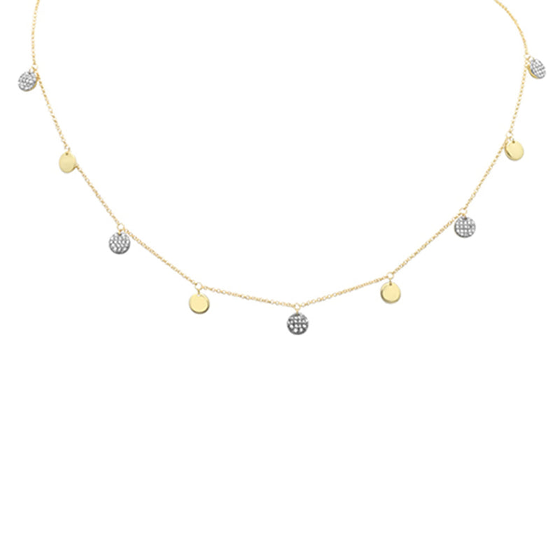 DIAMOND CLOSEOUT! .26ct G SI 14K Yellow Gold Diamond Round Shaped Dangling Necklace 16" Long