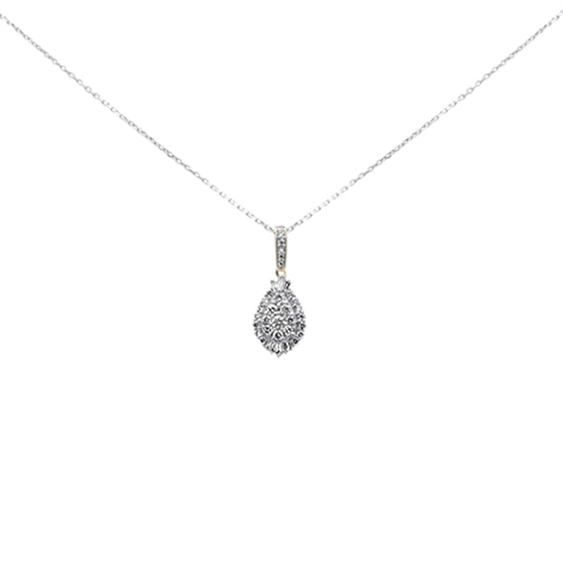 SPECIAL!.50ct G SI 14K Yellow Gold Pear Shaped Round & Baguette Diamond Pendant Necklace 18" Long