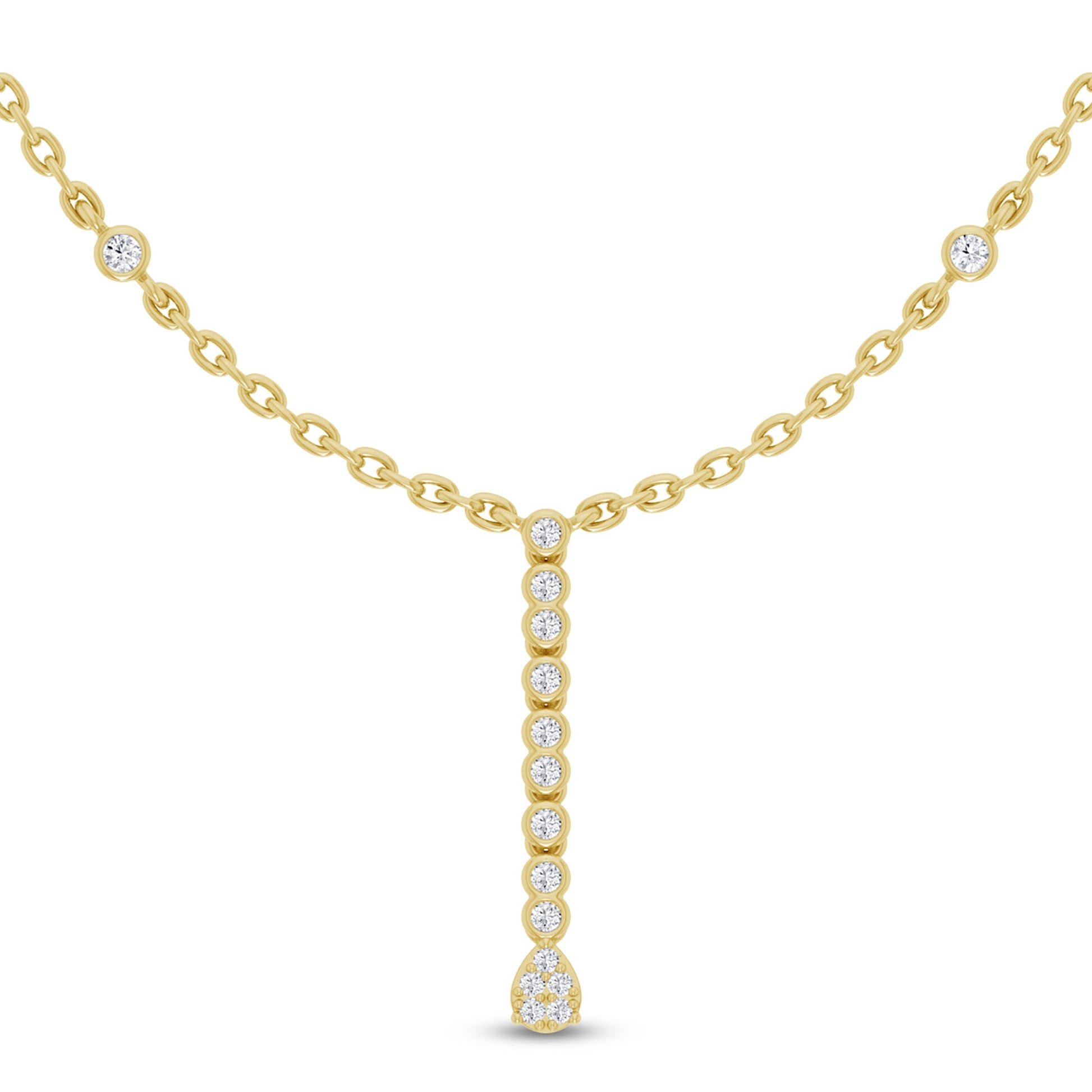 SPECIAL!.20ct G SI 14K Yellow Gold Drop Style Diamond Pendant Necklace 16+2" Long