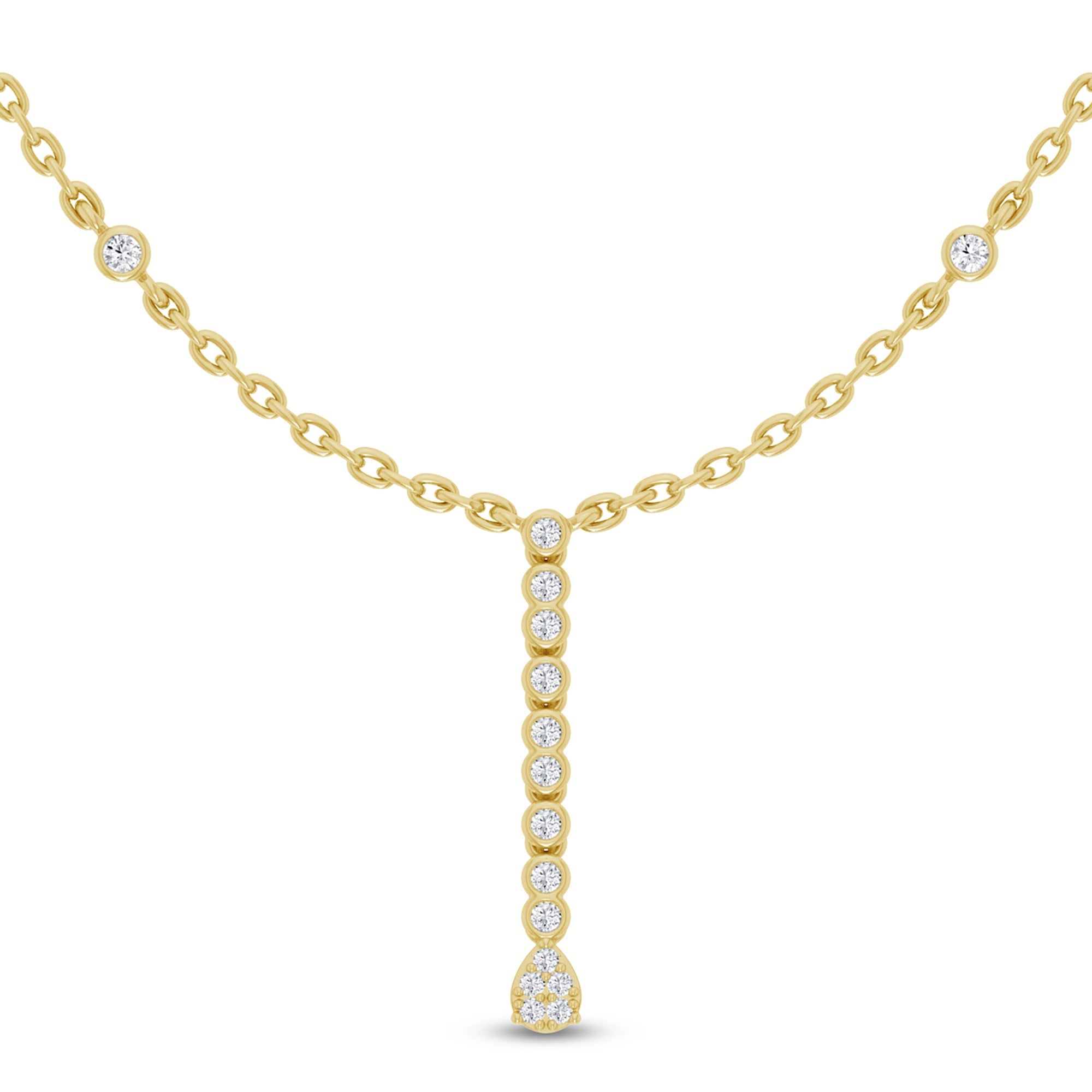 SPECIAL!.20ct G SI 14K Yellow Gold Drop Style Diamond Pendant Necklace 16+2" Long