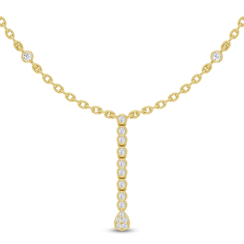 SPECIAL!.20ct G SI 14K Yellow Gold Drop Style Diamond Pendant Necklace 16+2" Long