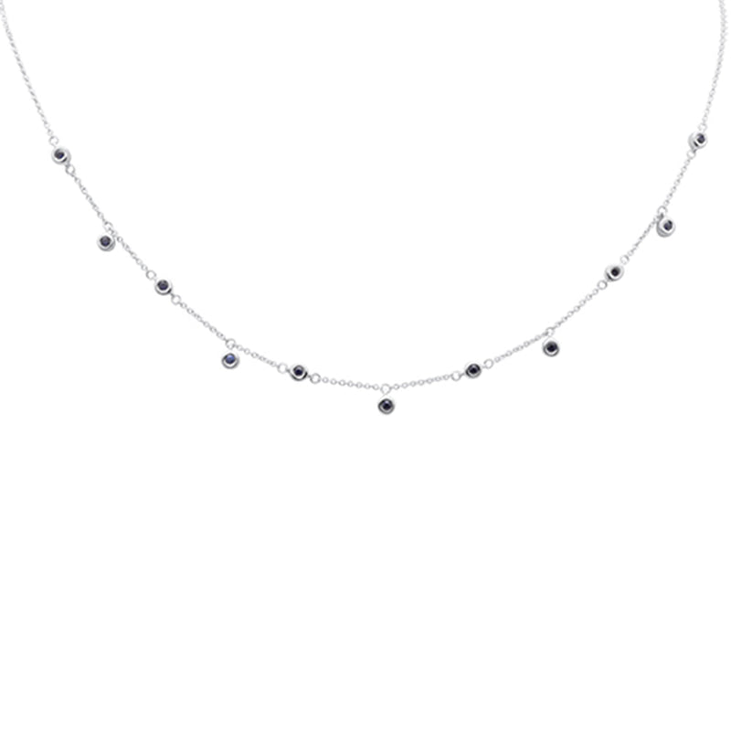 SPECIAL!.38ct G SI 14K White Gold Blue Sapphire Gemstone Pendant Necklace 16+2" Long