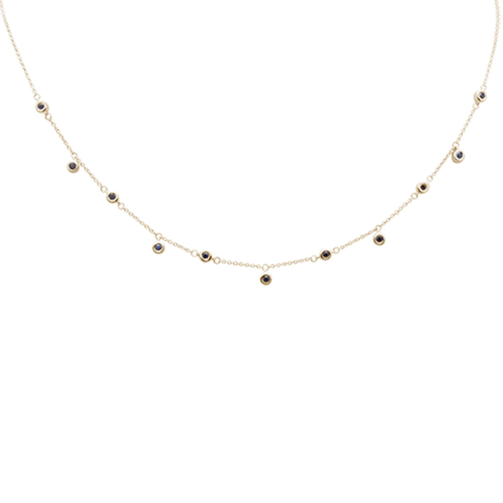 SPECIAL!.40ct G SI 14K Yellow Gold Blue Sapphire Gemstone Pendant Necklace 16+2" Long