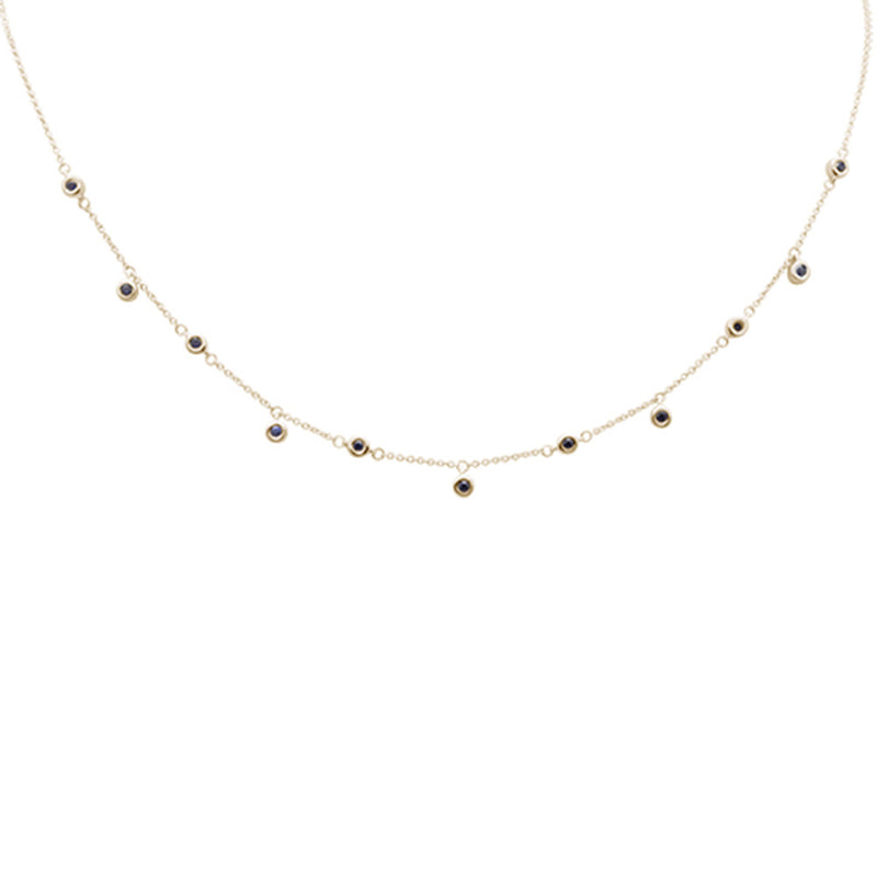 SPECIAL!.40ct G SI 14K Yellow Gold Blue Sapphire Gemstone Pendant Necklace 16+2" Long