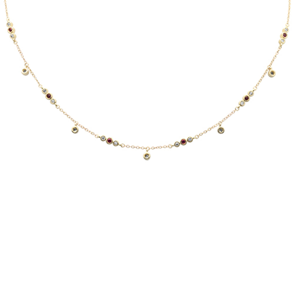 SPECIAL!.60ct G SI 14K Yellow Gold Diamond & Ruby Gemstone Pendant Necklace 16+2" Long
