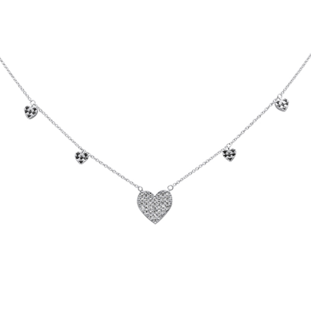 SPECIAL!.44ct G SI 14K White Gold Diamond & Blue Sapphire Gemstone Pendant Necklace 16+2" Long