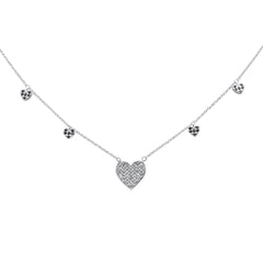 SPECIAL!.44ct G SI 14K White Gold Diamond & Blue Sapphire Gemstone Pendant Necklace 16+2" Long