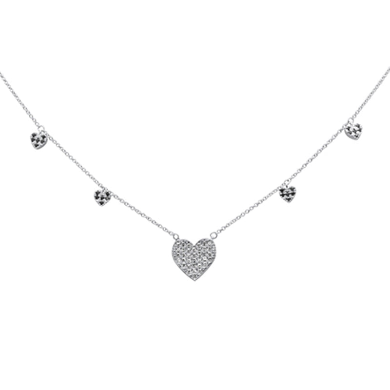 SPECIAL!.44ct G SI 14K White Gold Diamond & Blue Sapphire Gemstone Pendant Necklace 16+2" Long