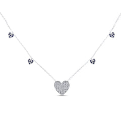 SPECIAL!.44ct G SI 14K White Gold Diamond & Blue Sapphire Gemstone Pendant Necklace 16+2" Long