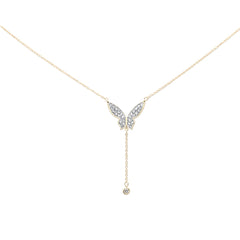 SPECIAL!.33ct G SI 14K Yellow Gold Diamond Butterfly Pendant Necklace 18" Long