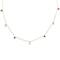 SPECIAL!1.22ct G SI 14K Yellow Gold Diamond & Ruby Gemstone Pendant Necklace 16+2" Long