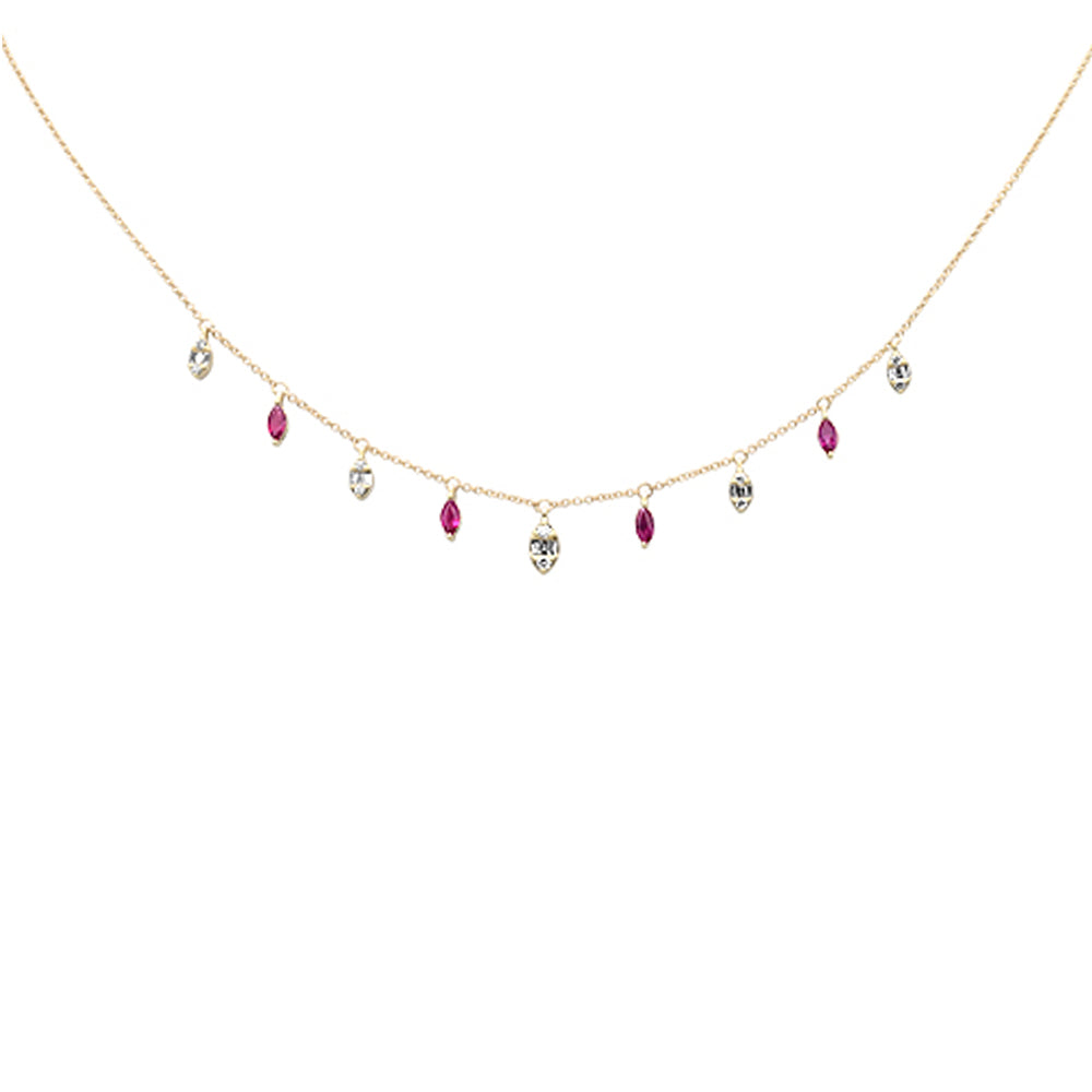 SPECIAL!.99ct G SI 14K Yellow Gold Diamond & Ruby Gemstone Pendant Necklace 16+2" Long