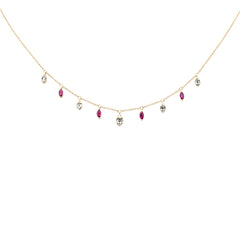 SPECIAL!.99ct G SI 14K Yellow Gold Diamond & Ruby Gemstone Pendant Necklace 16+2" Long