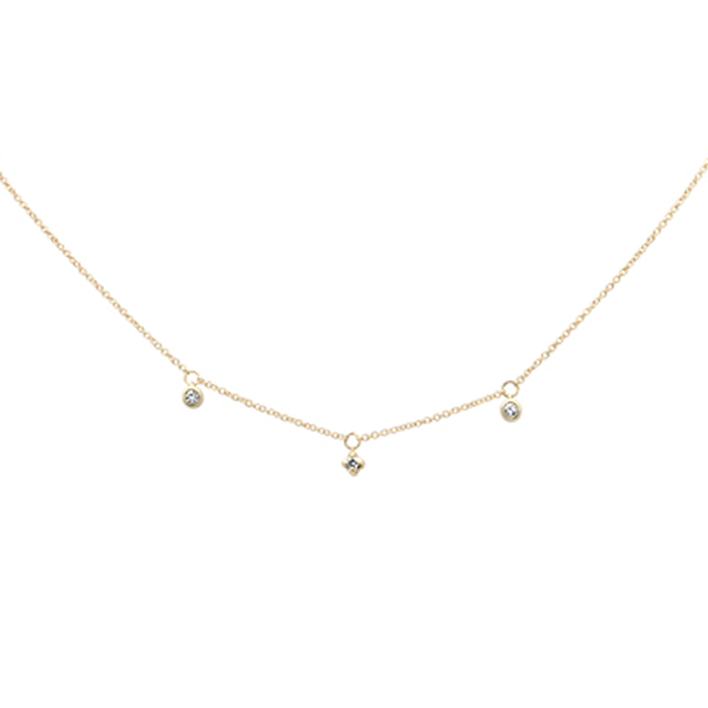SPECIAL! .09ct G SI 14K Yellow Gold Diamond 3 Stone Pendant Necklace 16+2" Long
