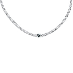 SPECIAL! 2.15ct G SI 14K White Gold Diamond & Aquamarine Gemstone Cuban Necklace  13+3" Long