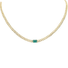 SPECIAL! 2.61ct G SI 14K Yellow Gold Diamond & Green Emerald Cut Gemstone Necklace 13+3" Long